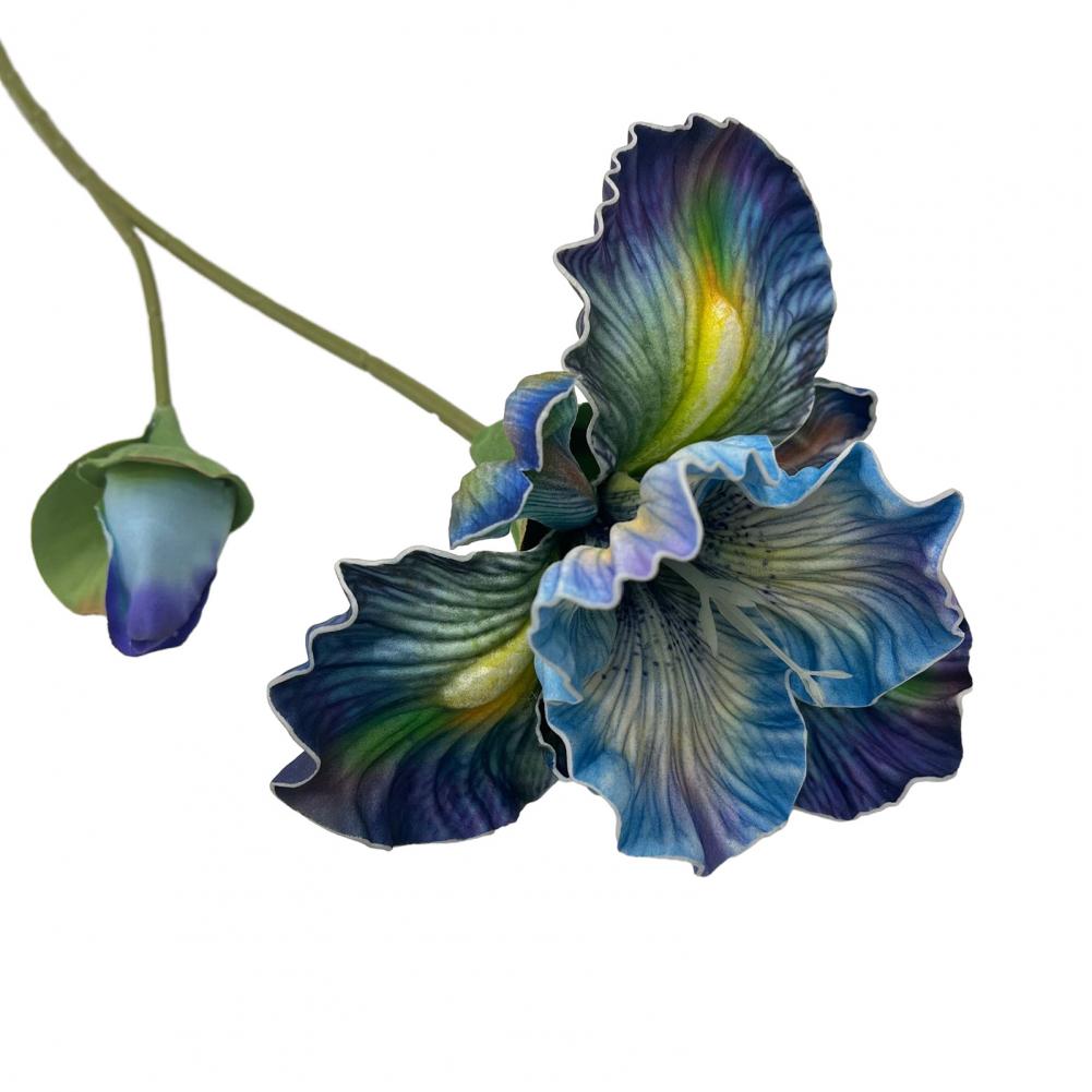 18" Artificial Iris Flower Real Touch Fake Bouquet with Flower Bud for Home Table Centerpiece Wedding Floral Arrangement Flowers