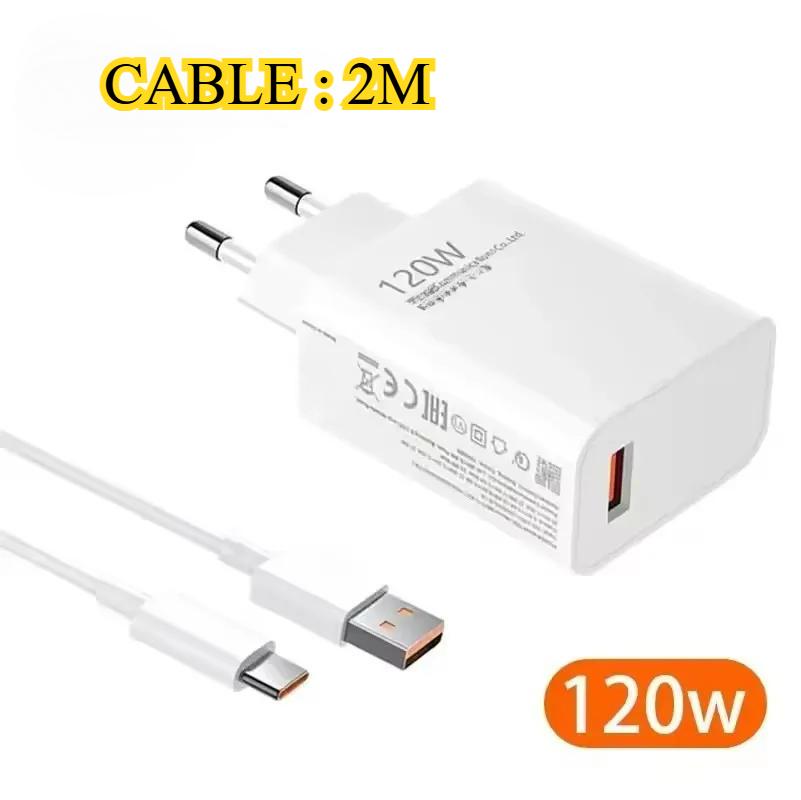 Caricatore USB-C 120W Adattatore di Ricarica Rapida Per Xiaomi Civi 12S Ultra 12 Lite Redmi Note 12 11 9 Pro K50 POCO C40 Huawei Samsung Oneplus