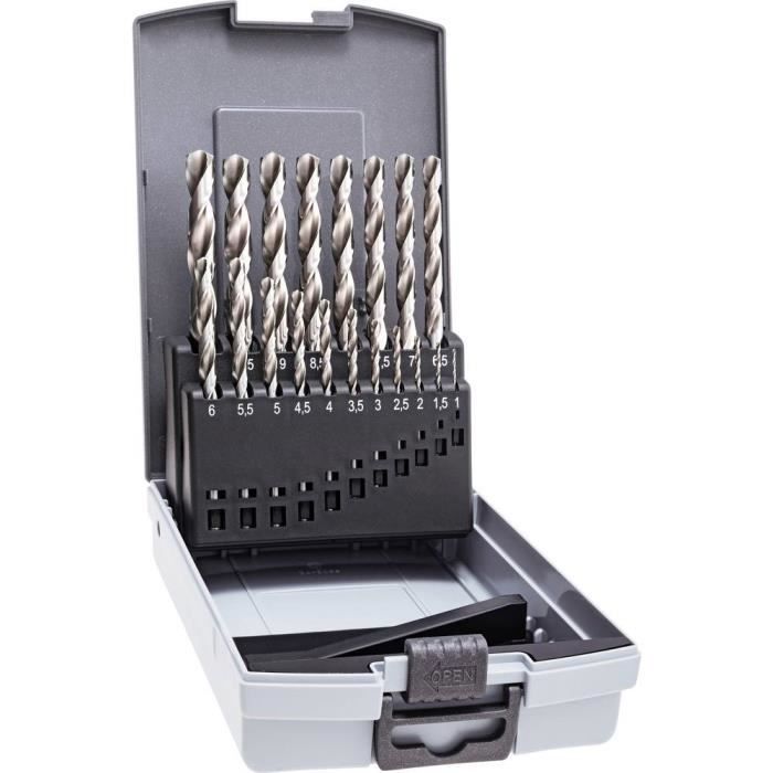 Outil de coupe - ALPEN - Jeu de forets pour le métal - 19 pièces - tige cylindrique - Acier allié et non allié