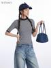 HeyHenry Women's Striped Color Block Seven-Sleeve Slim Fit T-shirt