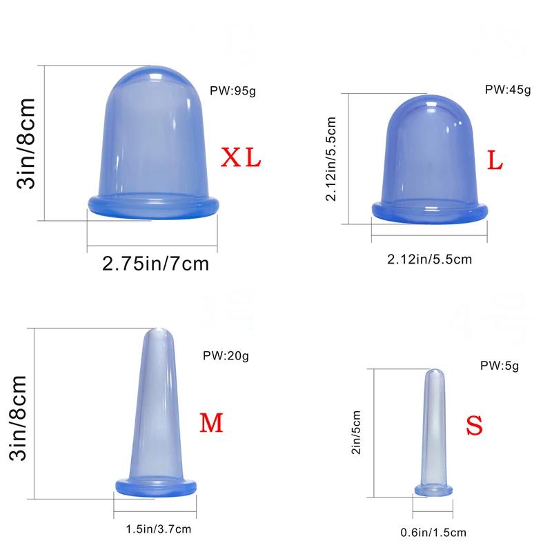 7PCS/Set  Silicone Massage Jars Suction Cup Plastic Dampness Expelling Body Release Pain Vacuum Cans Banks