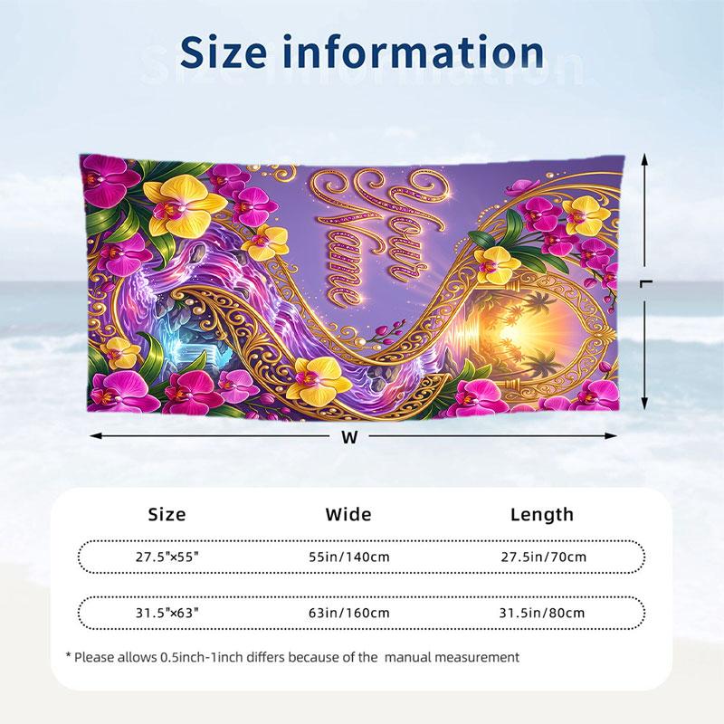 Fantasy Magic Theme Beach Towel Personalized Custom Name & Text Soft Quick Dry Beach Towel for Swimming Travel