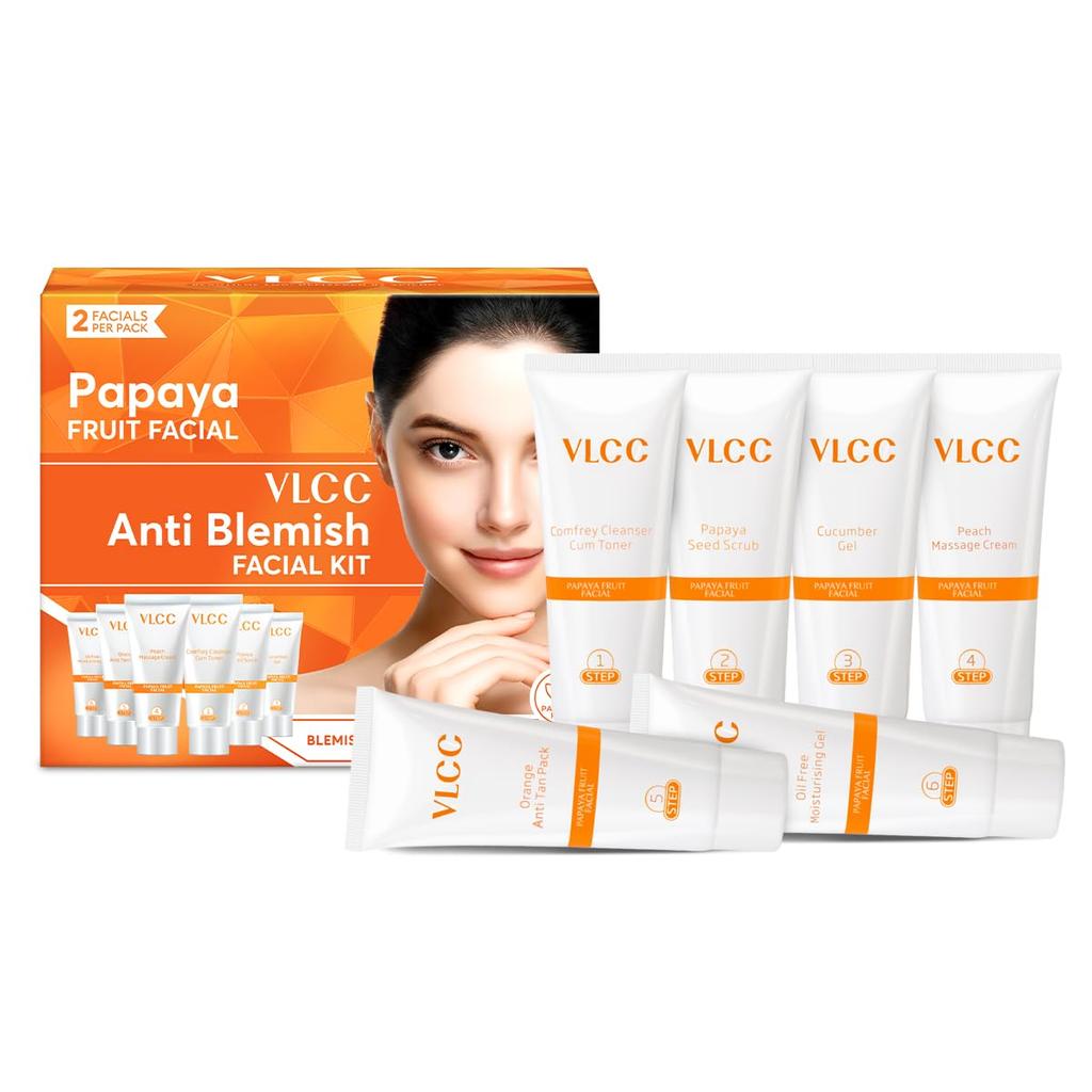 VLCC Kit Viso Frutta Papaya - 60g | Pelle Luminosa e Senza Imperfezioni | Con Estratti di Papaya, Cetriolo, Pesca e Buccia d'Arancia | Trattamento Viso Luminoso a Casa K