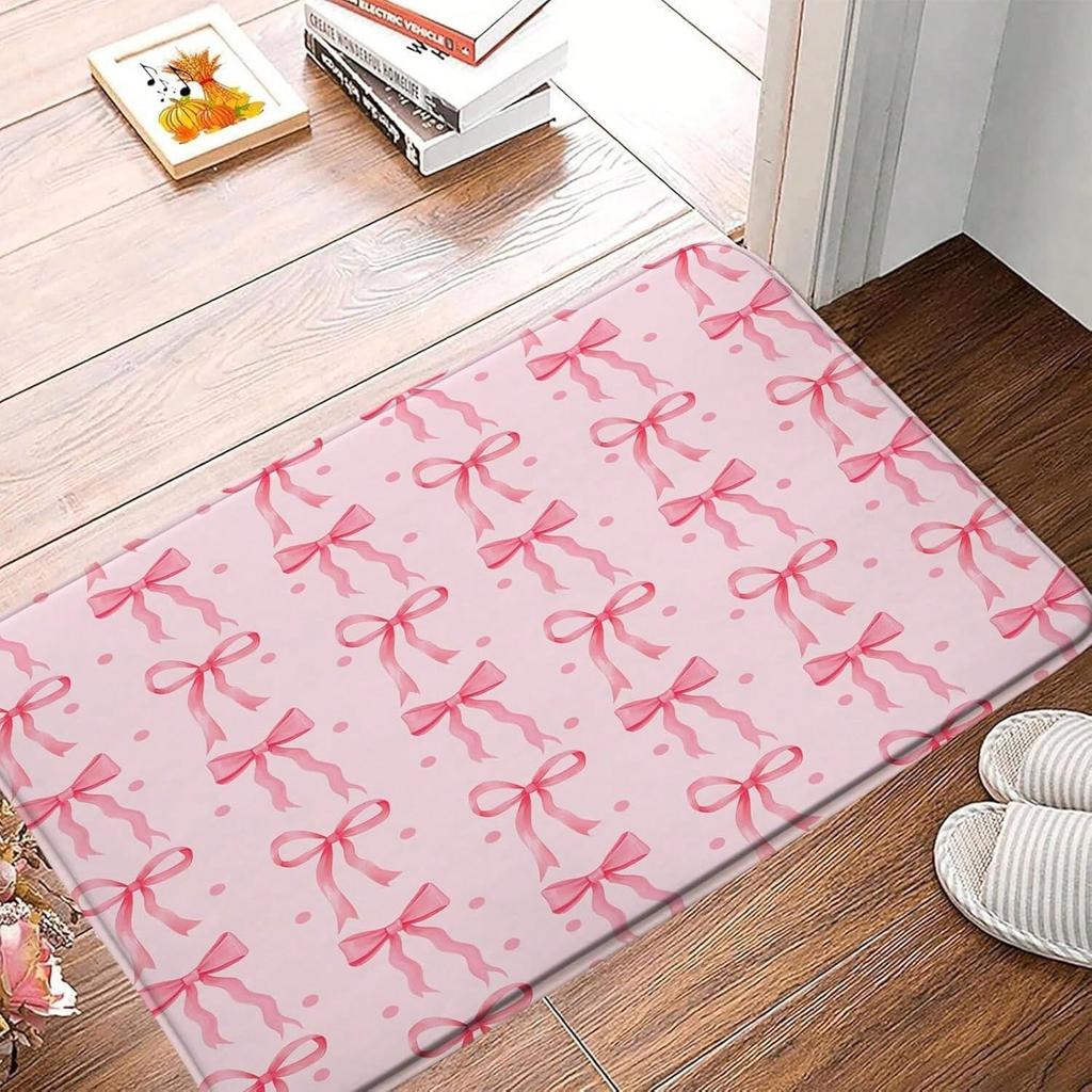 Cute Bow Carpet Mat Rug Anti-Slip Absorbent Soft Quick Dry Fashionable Modern Home Decor for Bathroom Shower Room Bathtub