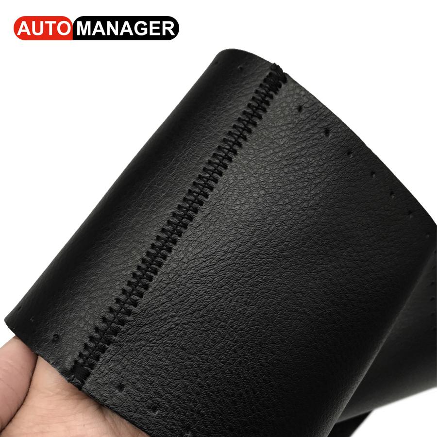 

Чехол на руль из натуральной кожи, автомобильные плетеные чехлы на руль для аксессуаров для салона автомобиля 15