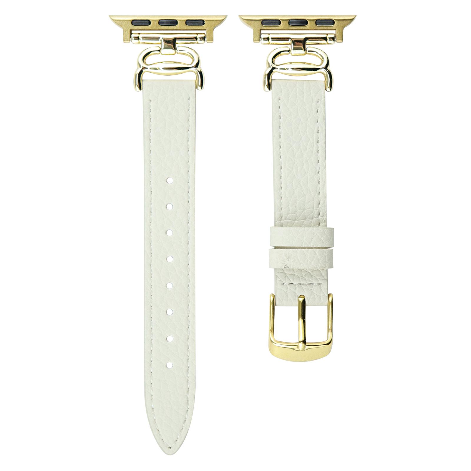 

Replace Band for Apple Watch 10 46mm/Ultra 2/Ultra 49mm/9 8 7 45mm/SE (2023) SE (2022) SE 6 5 4 44mm/3 2 1 42mm Leather Strap White