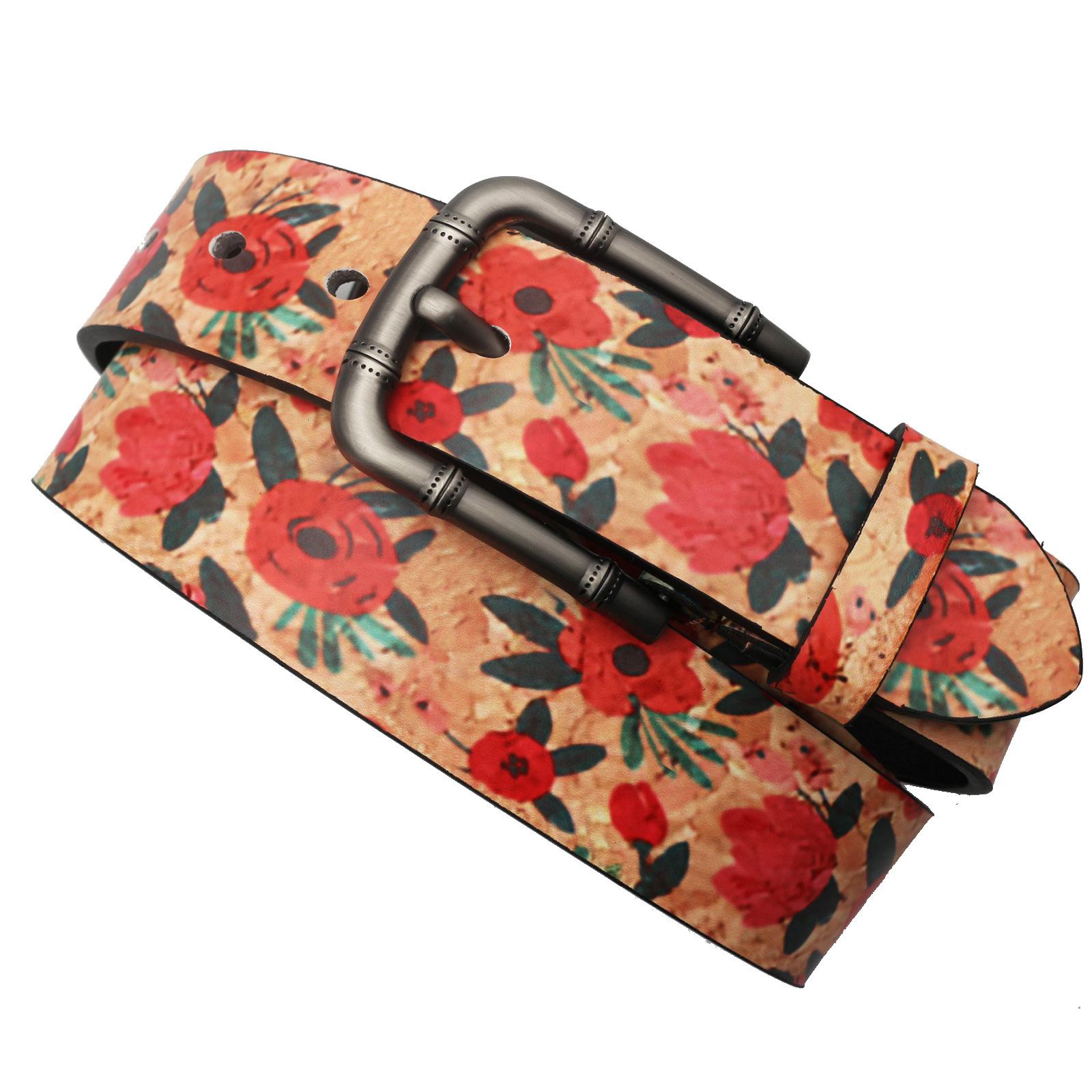 

Оригинальный дизайн сафлора PU принтованный ремень, европейский и американский персонализированный трендовый ремень с пряжкой 125cm красный