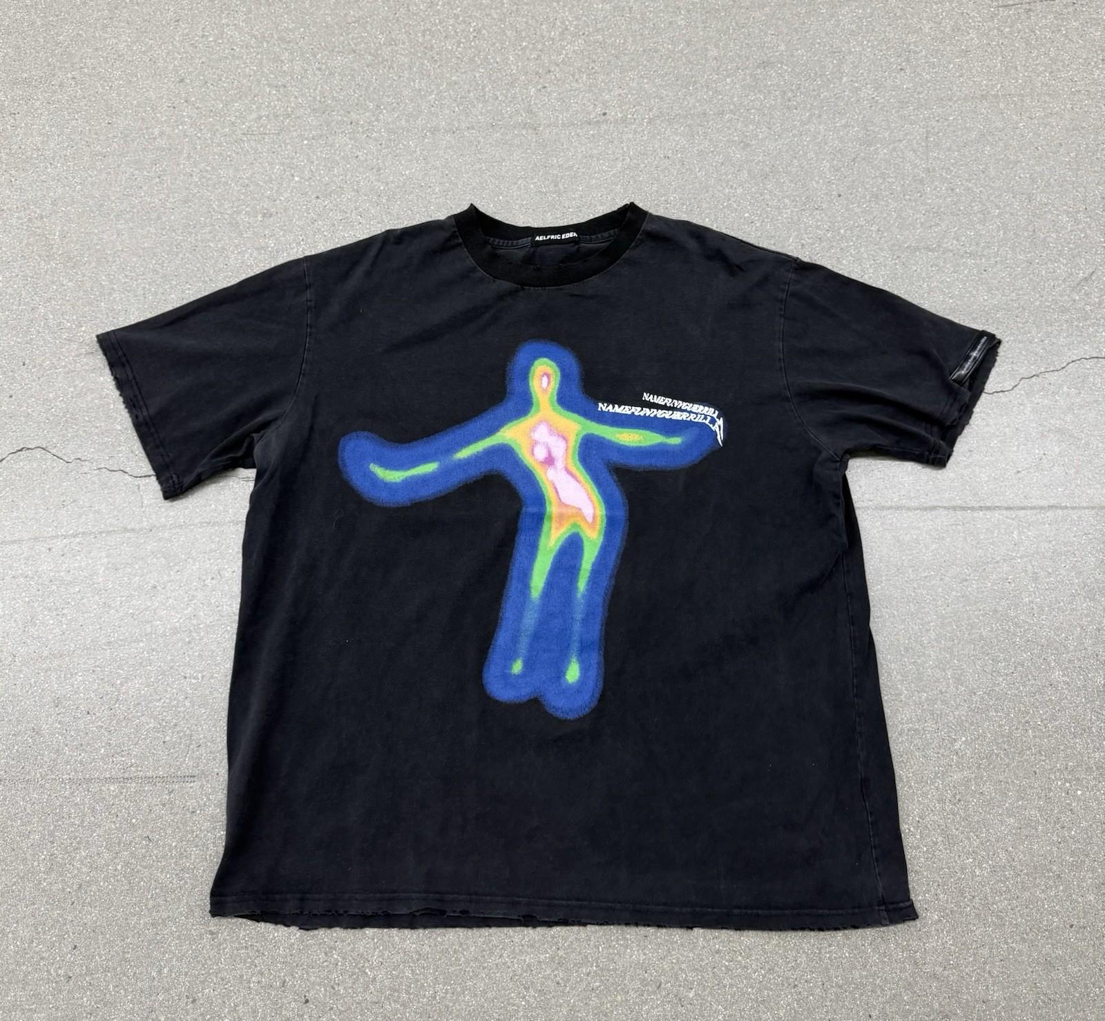 Aelfric Eden Heat Map Graphic Shirt Black Distressed Streetwear Oversized Large Unisex T-Shirt S