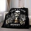 1Pc Skull Money Cards Blanket Soft And Comfortable Casual Warm Camping Travel Christmas Halloween Xmas Gift M924377