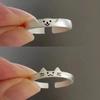 1/2 pezzi Nuovo Anello Coppia Gatto Cane Animale Adorabile per Coppia Fatto a Mano Aperto Regolabile Anelli San Valentino Anelli Gioielli di Moda
