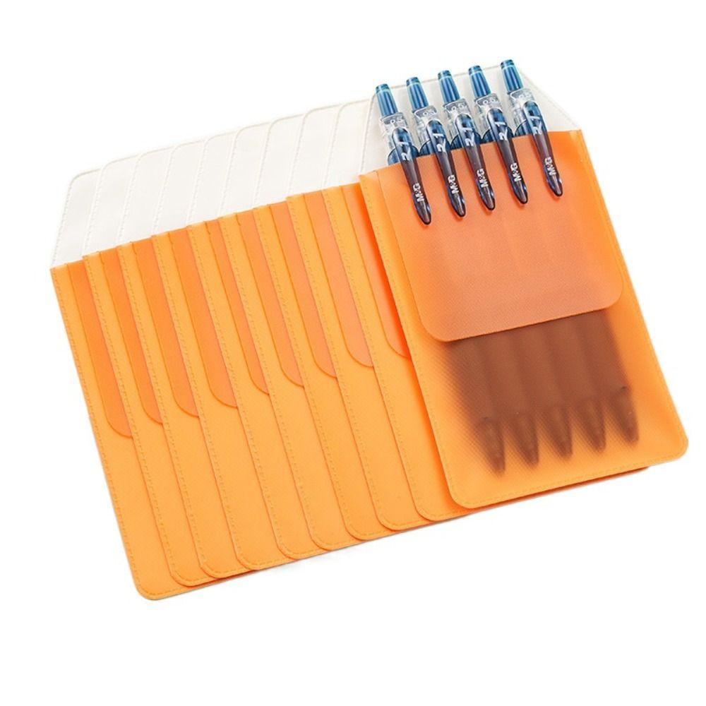 

10Pcs/set Leak-Proof Nurse Pen Pocket Multi-color Pen Insert Pouch PVC Pencil Case Office Orange
