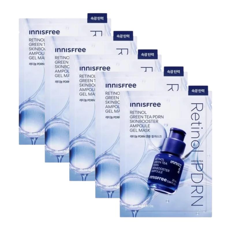

Innisfree Retinol Green Tea PDRN Skin Booster Ampoule Gel Mask 25 ml (5 Sheets) 25ml 5pcs