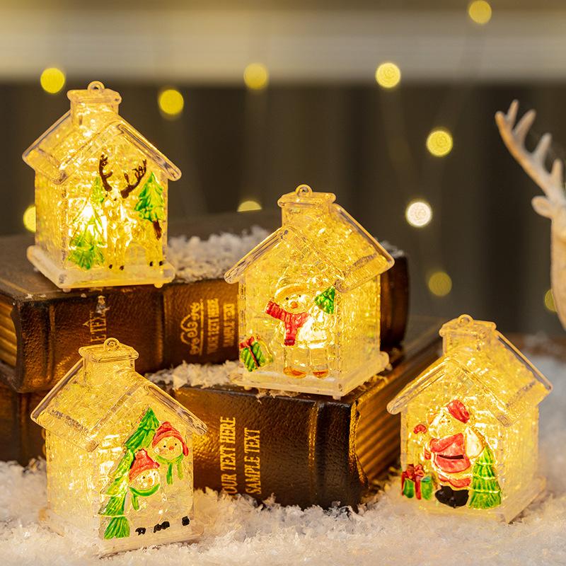 Christmas Ornaments Christmas Decorations, Small Houses Glowing Christmas House Small Gifts