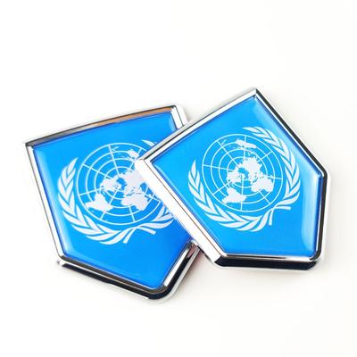 Newperlite UN UN Flag Decal Sticker Car Emblem Flag Car Decoration Accessories Chrome Shield for Truck Vehicle 2 Pack
