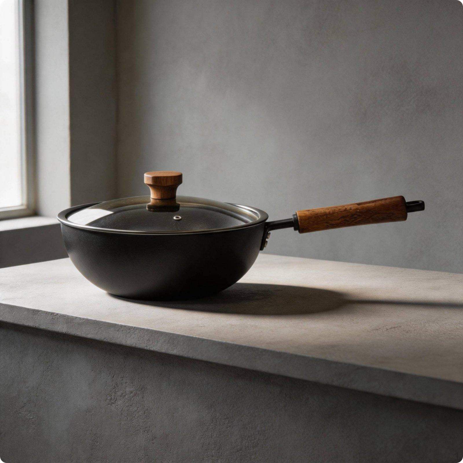 Hand Handcrafted Wok No Coating Iron Pan Nonstick Cast Stir Fry for Single Diners,