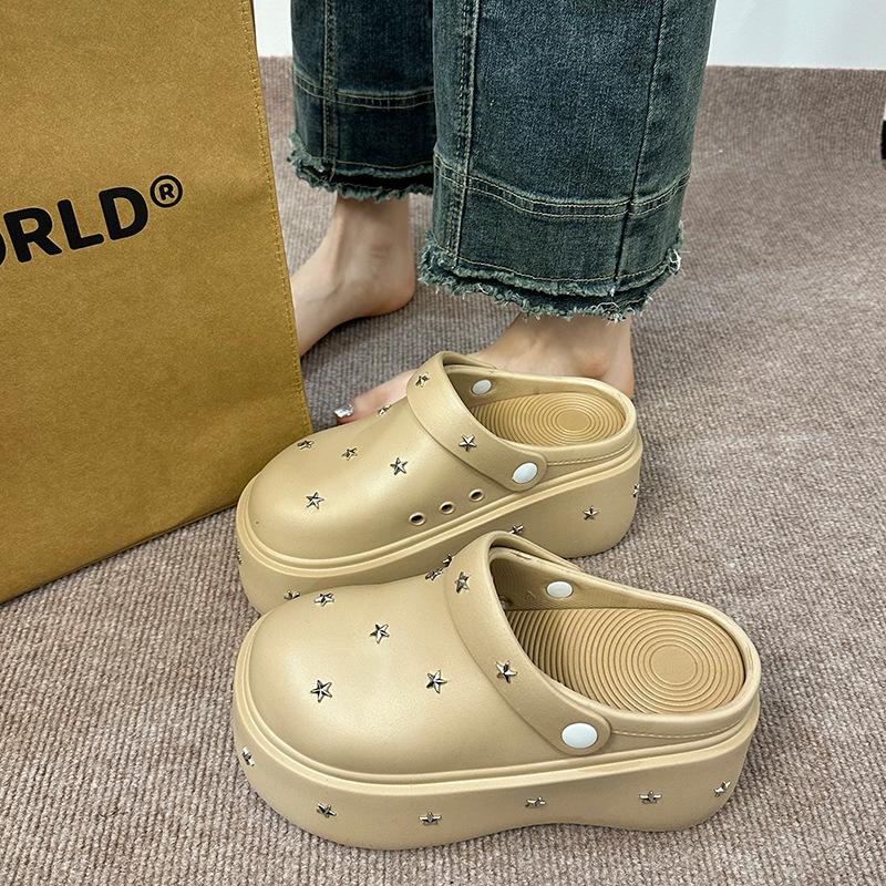 New thick-soled bag head cool slippers for women to wear summer fashion eva heightening hole shoes
