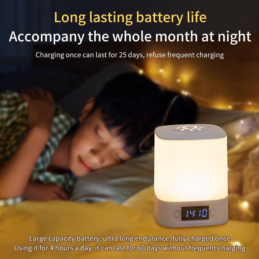 LED Desk Lamp Rechargeable Bedroom Reading Light With Clock Baby's Room Bedside Lamps Touch Dimmable Night Light For Kids Gift