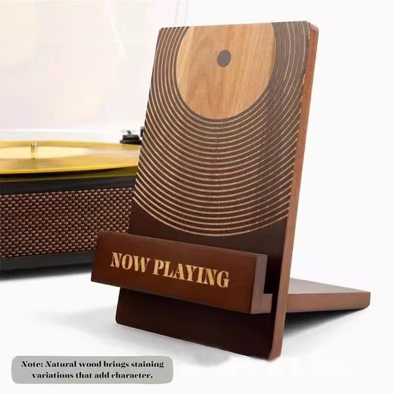 Cross-Border Black Vinyl Record Display Stand - Solid Wood Organizer Shelf Portable