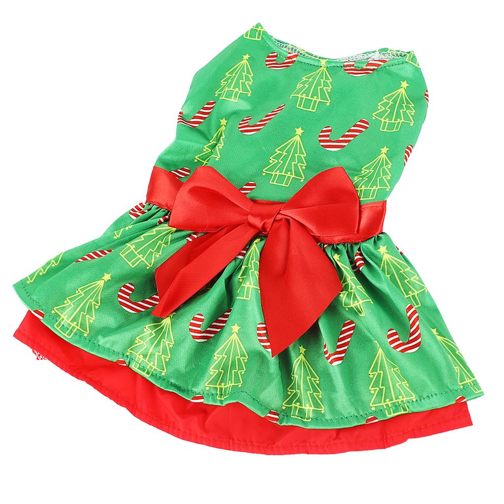 Hunde Kleid Mode Niedliches Weihnachtsbaum Muster Welpen Sommerkleid für Weihnachtsfeier Täglich L