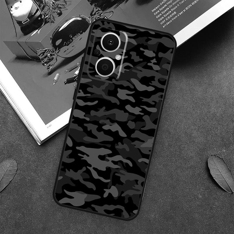 Schwarze Nacht-Tarnung Camouflage Hülle Für OPPO Reno 13F 14F 12F 11F 12 11 10 14 Pro 8T 8 Lite OPPO Find X9 X8 X6 X5 Pro Abdeckung