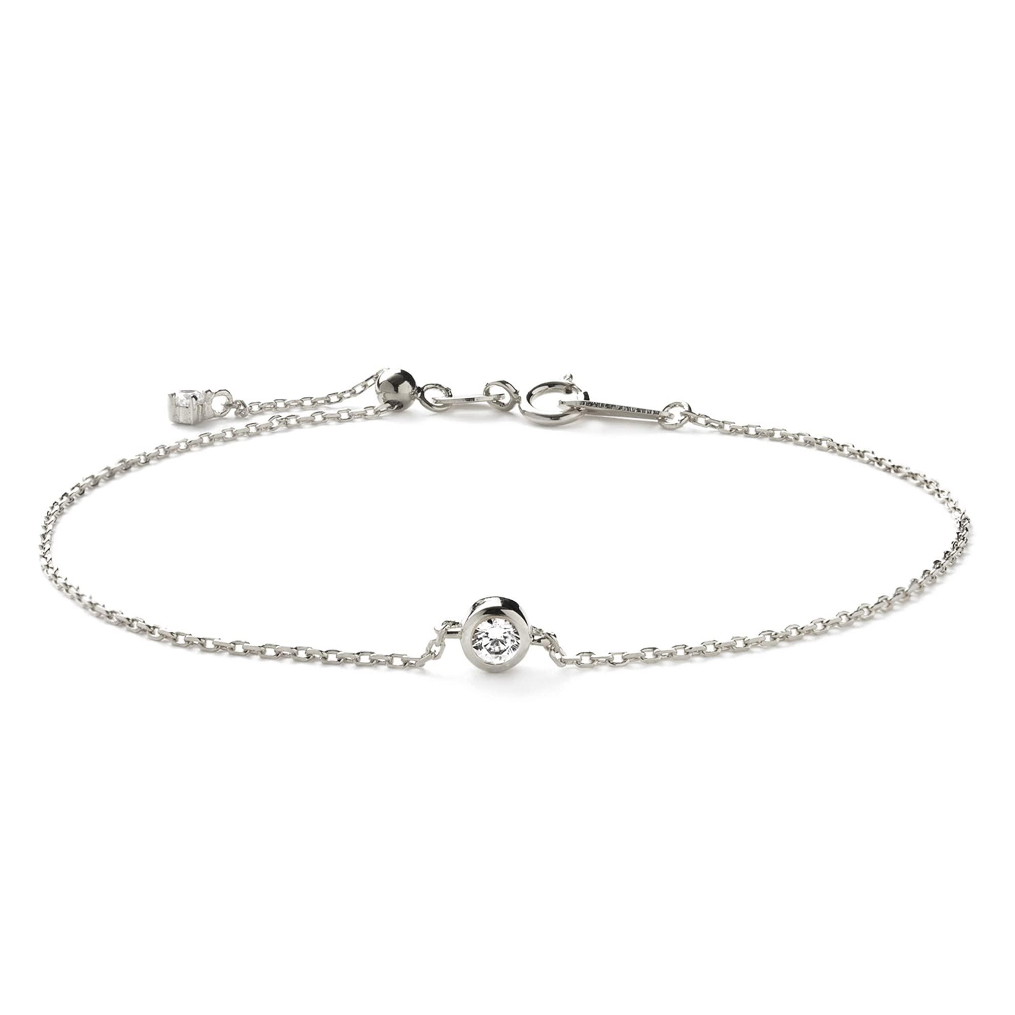 

[Matthewmark] Bracelet Chain Cubic Zirconia Circlet Platinum Silver (925) Italian Made Azuki Chain Women s Popular Accessory Birthday Present Gift Fas