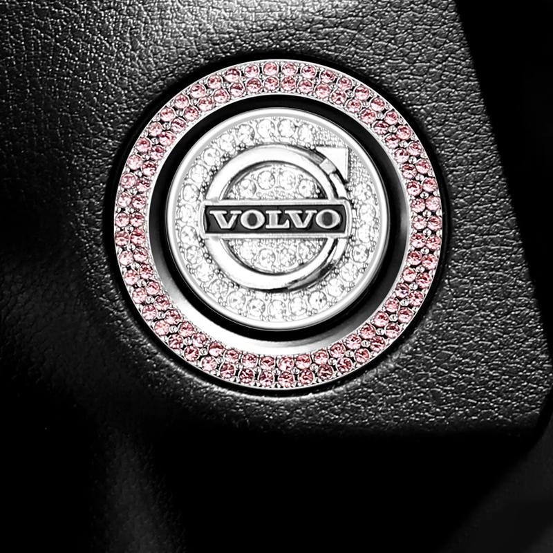 Car Start Switch Button Diamond Stickers Rhinestone Ring Circle Trims Protect Cover For Volvo V40 V60 V90 XC40 XC60 XC90 S60 S90