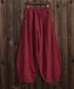 Pantaloni Larghi Vintage da Donna Cotone Lino Vita Elastica Tasche Casual Colore Unico Autunno Johnature