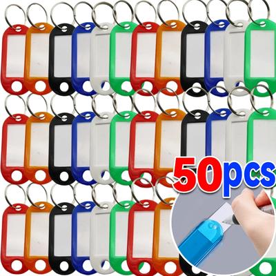 5-50Pcs Multicolor Keychain Key ID Label Tags Luggage ID Tags Hotel Number Classification Card Key Rings Keychain Random Colors