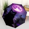 1 Stück Black Cat Moon Regenschirm zum Öffnen/Schließen – winddicht, kompakter Reiseschirm, stabiler 8-Streben-Schaft, Outdoor-Zubehör, 1019
