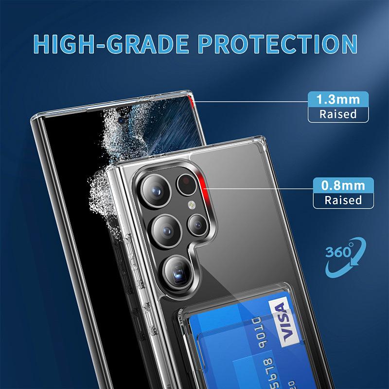 Suitable for Samsung S24 Ultra Transparent Mobile Phone Case TpuS25 Acrylic S22 Card S23 Protective Case NOTE20