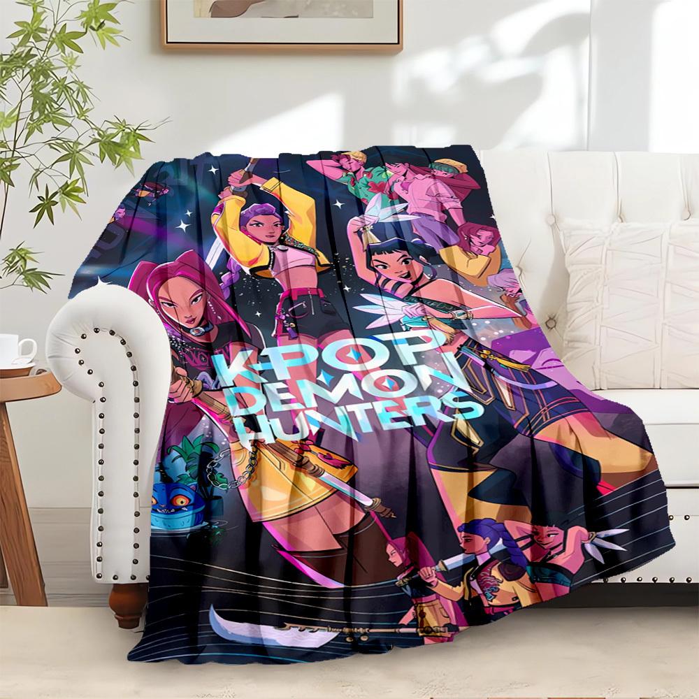 K-POP Anime Girls Group  Four Seasons Soft Warm Blanket  All-Season Thick Knit Polyester Bedspread for Bed, Camping, Travel  Perfect Gift