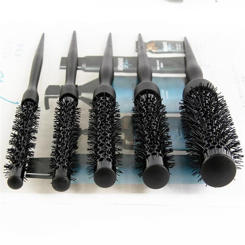 1PC Czarny okrągły grzebień do włosów szczotka do stylizacji włosów grzebień nylonowy cylinder grzebień do kręconych włosów aluminiowa rura narzędzie salonowe