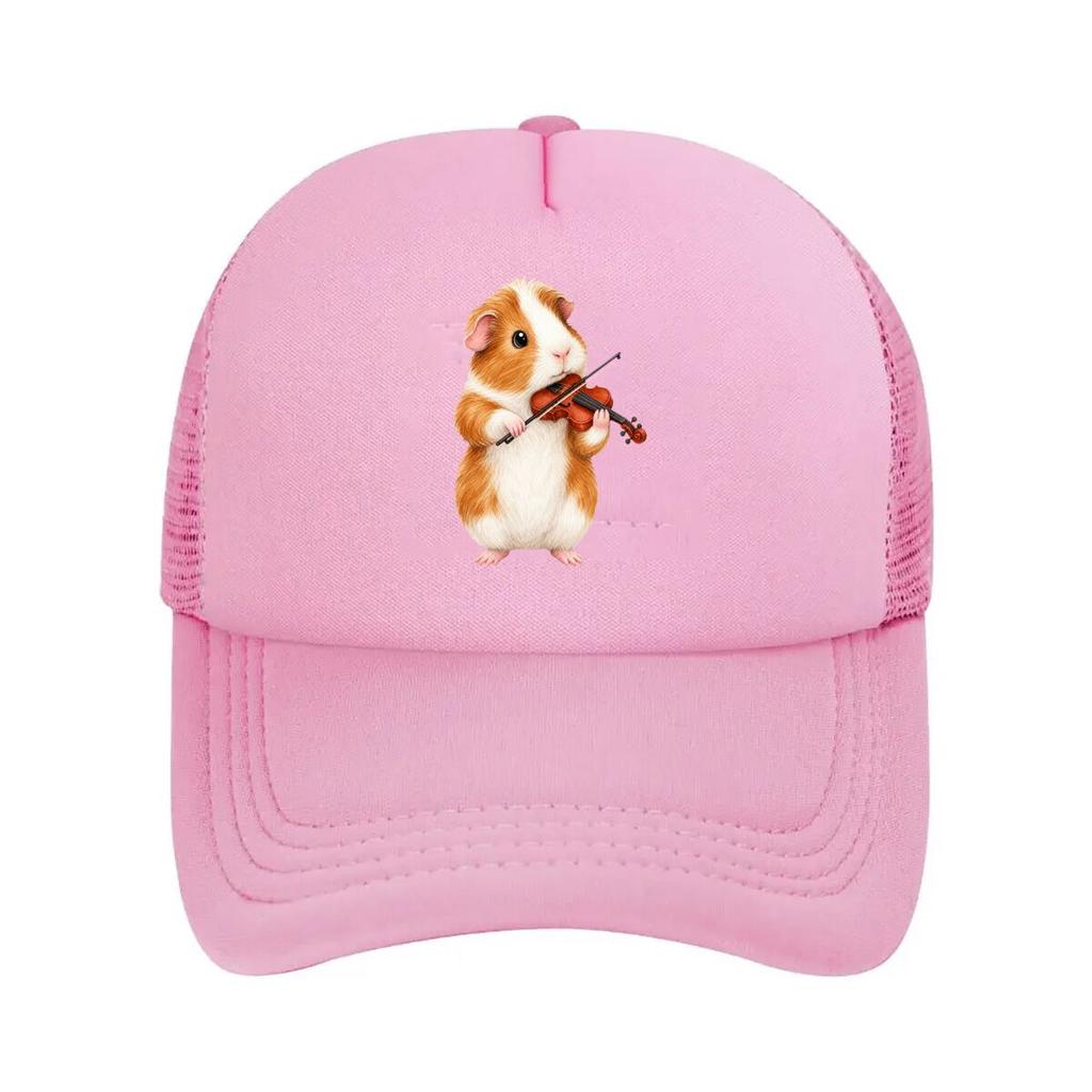 Cute Guinea Pig Playing Violin Illus Mesh Baseball Cap For Womens Unisex FeUnisex Beach Dad Hat Hip Hop