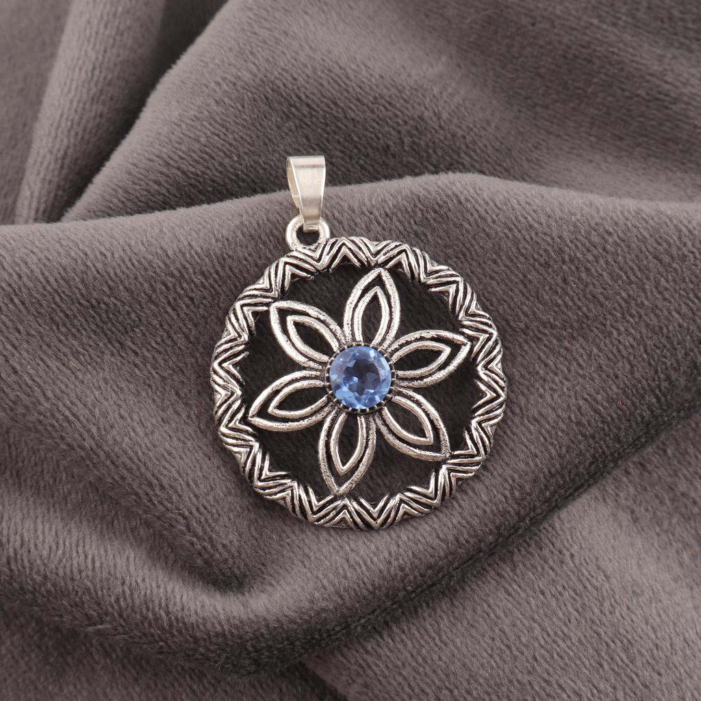 Tanzanite Handmade Gemstone Pendant, 925 Solid Sterling Silver Pendant Antique Jewelry, Pendant For Engagement Gift