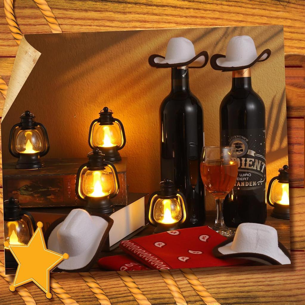 10Cm wine bottle cap white non-woven brown hemming wine bottle cowboy hat party decoration white cowboy