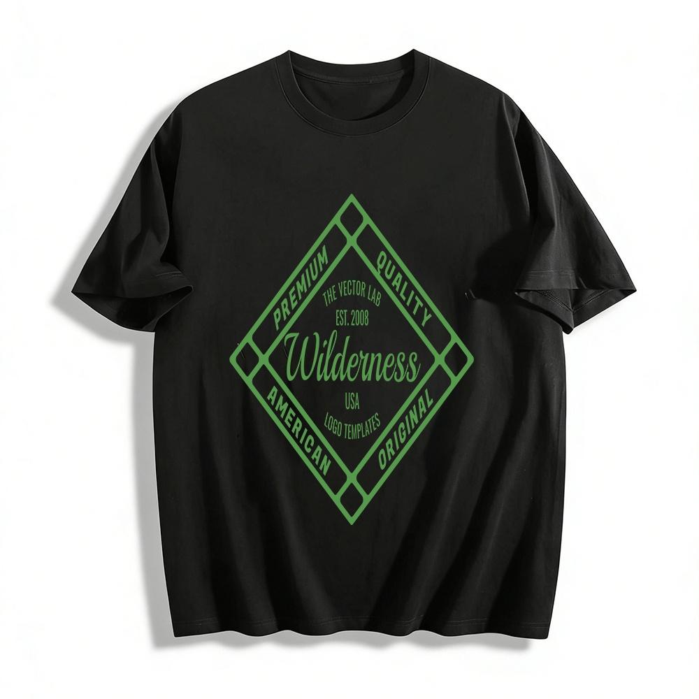 

American Retro Wilderness Print Casual Tee Premium Outdoor Style Top Pure cotton T-shirt 6XL