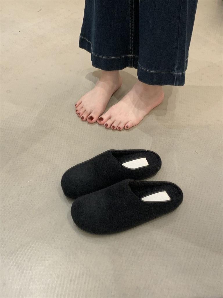 Thick-soled velvet Birkenstocks with one foot and fluffy slippers for women to wear autumn and winter Birkenstocks