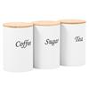 3Pcs Coffee Bean Storage With Bamboo Lid Style Metal Coffee Tea Sugar Container Tea Can Kitchen Storage Jar Kitchen Supplies New