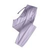 Calça feminina casual cor sólida elástica cintura reta casual com bolsos