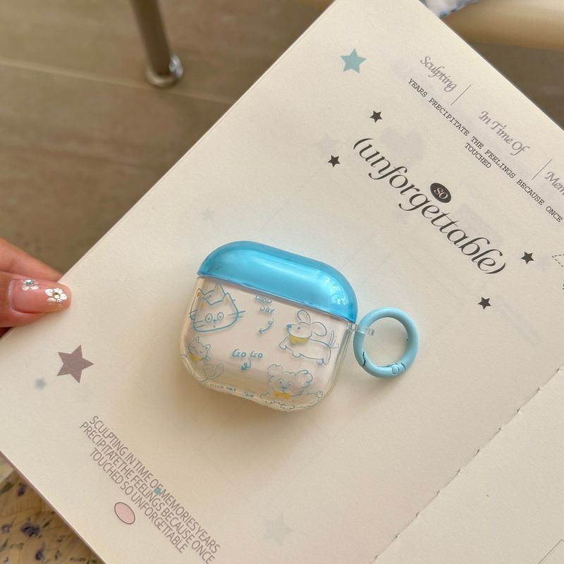 

Protective Case Pro2 Earphone Case Second and Third Generation Noise Reduction Version Third Generation Fourth Generation Korean Cute Ins Shell Apple Airpods Pro [Blue Line Dog] Send Ring