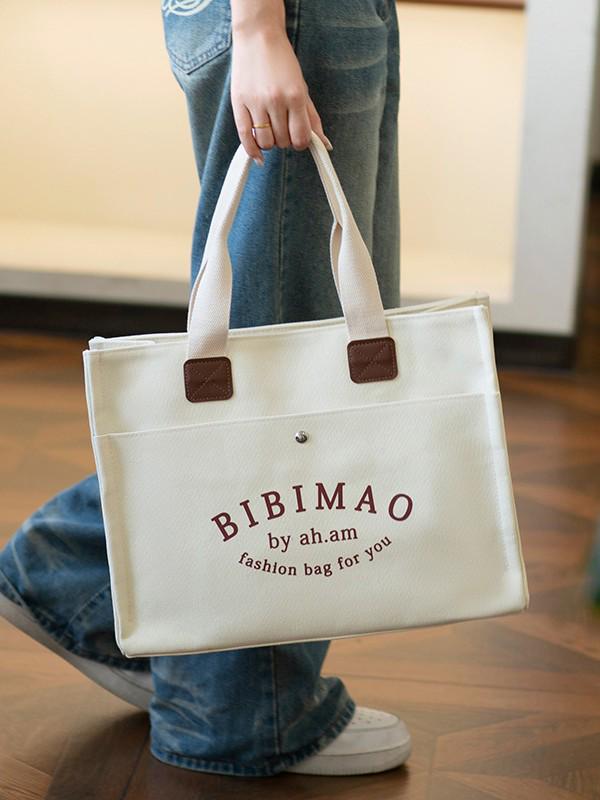 Large Canvas Tote Bag for Women - Customizable with Logo Pattern Ideal for Students