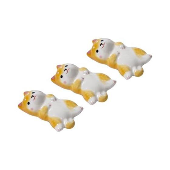 Yakushigama Chopstick Rests, Shiba Inu Lying Down, Set of 3, Ceramic, Brown Shiba Dog Goods, Tableware, Lucky Charm (with good luck sticker)