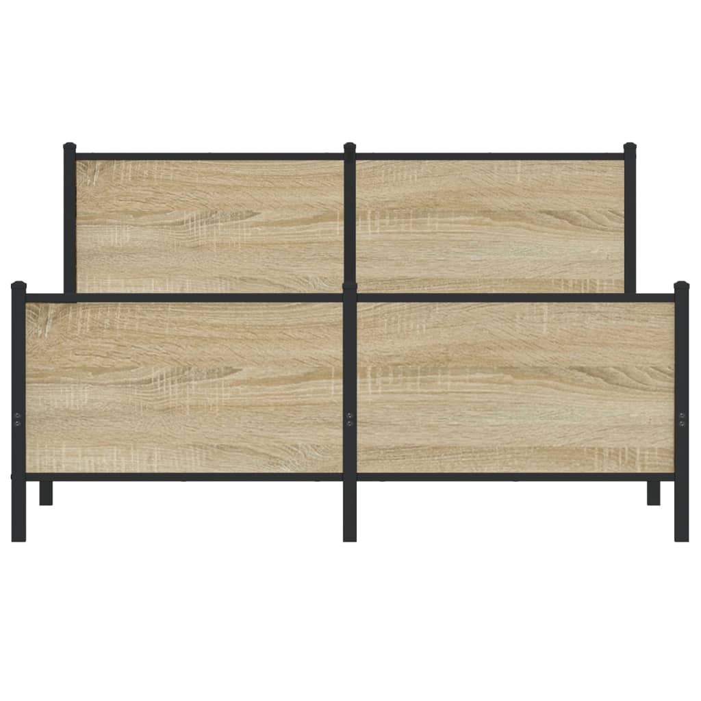 Vidaxl Metalowa Rama Łóżka, Bez Materaca, Dąb Sonoma, 140X190 Cm