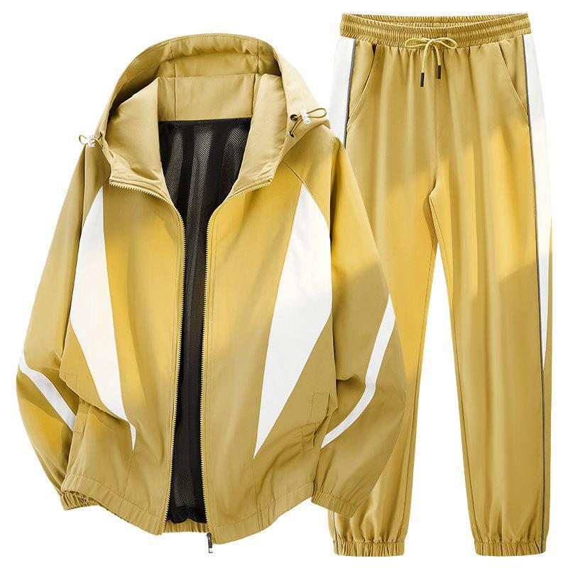 Men's Spring & Autumn Loose Fit Sports Suit: Stand-up Collar Jacket & Long Pants, Plus Size Two-Piece Set