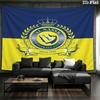 Arazzo da Parete FC Al-Nassr Appeso Estetico alla Parete Coperta in Tessuto Stampato Arazzi Decorativi per Camera da Letto Soggiorno Decorazioni per la Casa