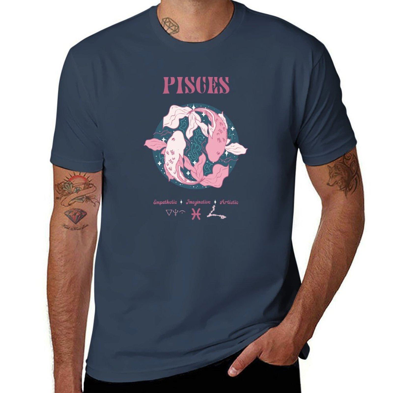 Pisces Fish Pink Tshirt Big Size Crew Neck Tshirt S