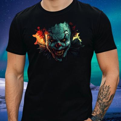 Men's T-Shirt Horror Clown Motif Cotton Size S To 5XL