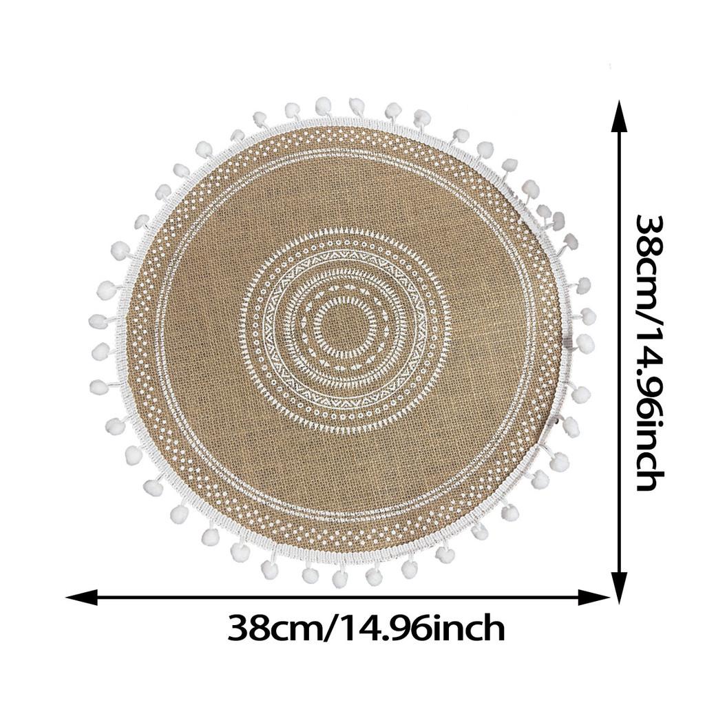 Sottopiatti Rotondi in Juta Naturale con Motivo Floreale Ecologico Vintage Decorazione da Pranzo per Uso Domestico