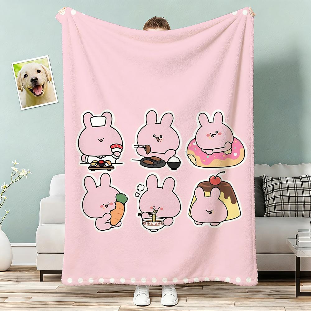 Cartoon Asamimichan Throw Lightweight 240g Flannel Blanket Soft Skin-friendly for Summer Cooling 75x90cm