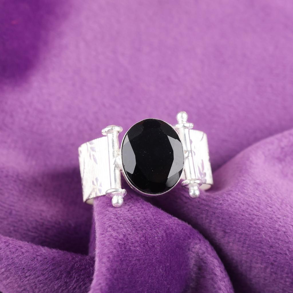 Black Onyx Gemstone 925 Sterling Silver Jewelry Handmade Statement Ring For Gift RR-22-1